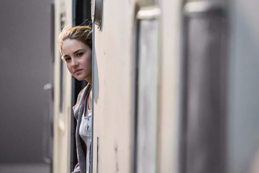 Tris looking out from a train in Divergent